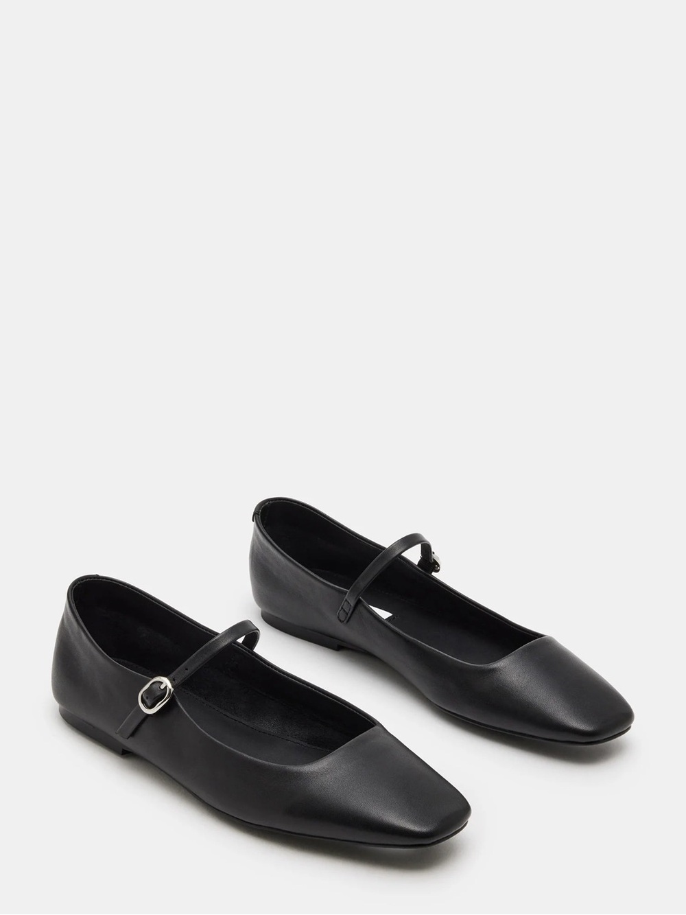 Maple Mary Jane Ballet Flat — Black Leather — 8